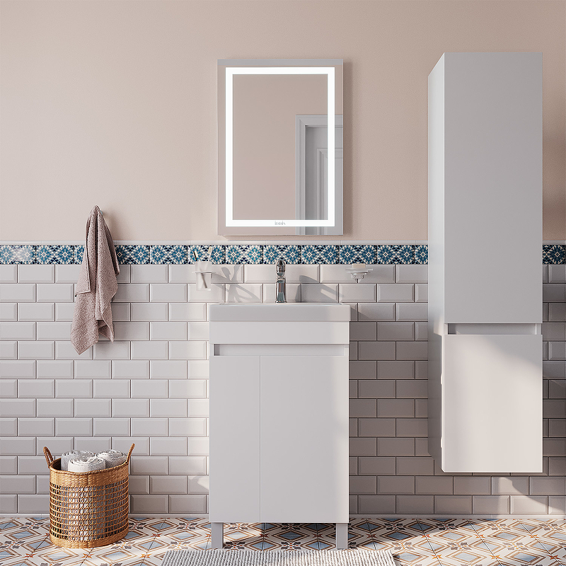 Тумба с умывальником напольная с дверцами, белая, 50 см, Zodiac ZOD5CDFi95K Iddis