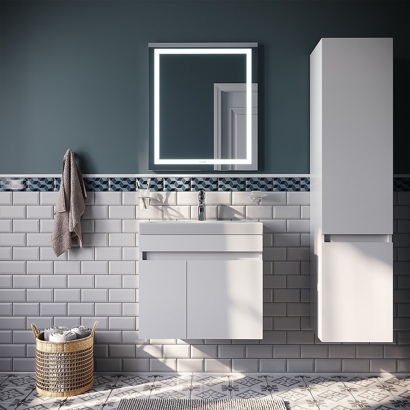 Тумба с умывальником подвесная с дверцами, белая, 60 см, Zodiac ZOD6CD0i95K Iddis