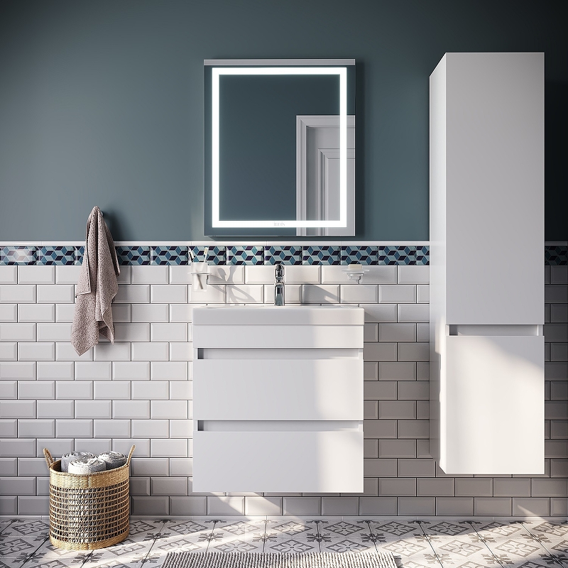 Тумба с умывальником подвесная с ящиками, белая, 60 см, Zodiac ZOD6CB0i95K Iddis