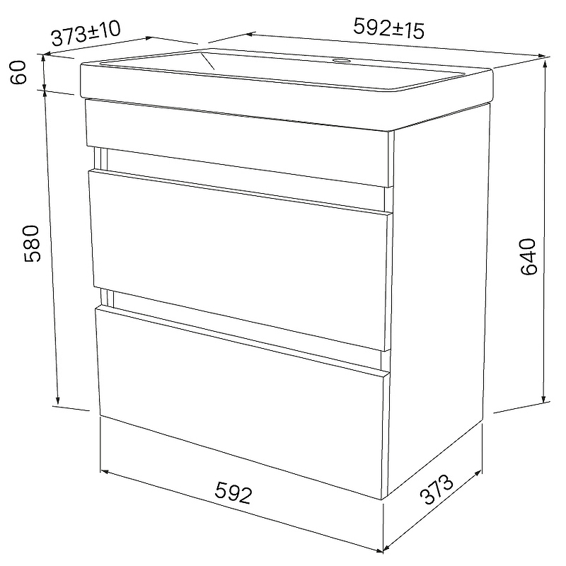 Тумба с умывальником подвесная с ящиками, белая, 60 см, Zodiac ZOD6CB0i95K Iddis