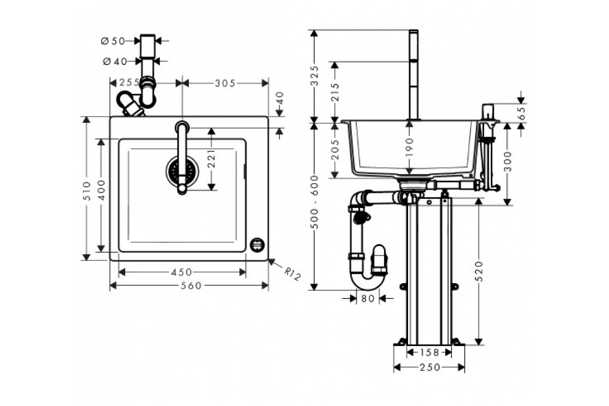Кухонная мойка со смесителем C51-F450-06 43217000 HANSGROHE