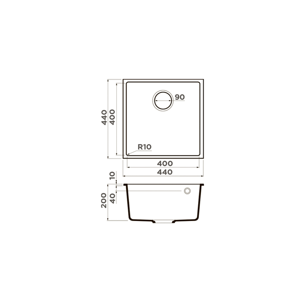 Мойка гранитная Tetrogranit/черный Bosen 44-U-BL 4993595 OMOIKIRI