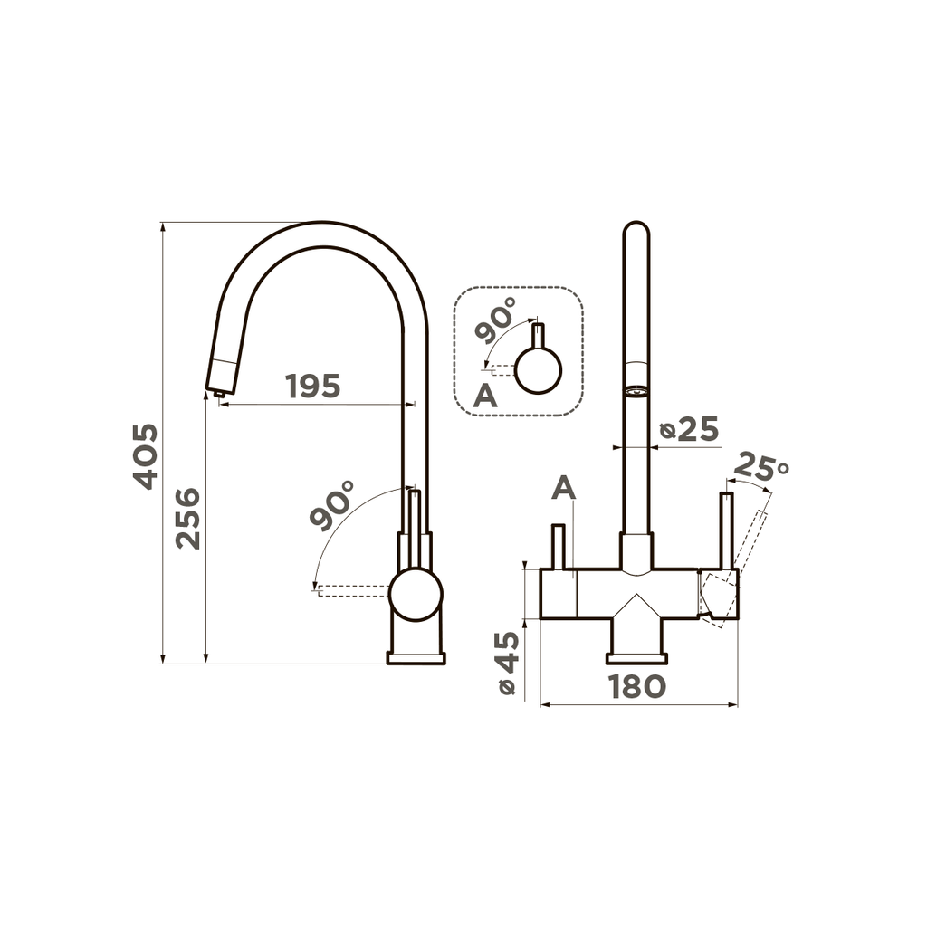 Смеситель графит (питьевой) Akita-GB 4994354 Omoikiri