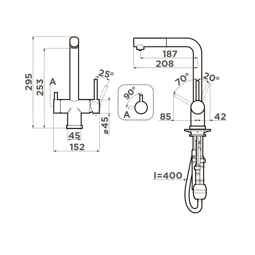 Смеситель для кухни графит TAKAMATSU-S GB 4994358 Omoikiri