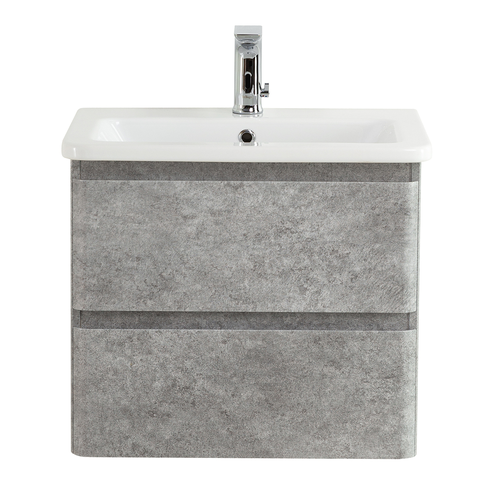 Тумба под раковину подвесная с двумя ящиками ALBANO-CER Cemento Verona Grigio 470x444x500 BelBagno