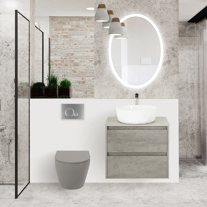 Унитаз подвесной безободковый серый матовый BB062CHR-GR Belbagno