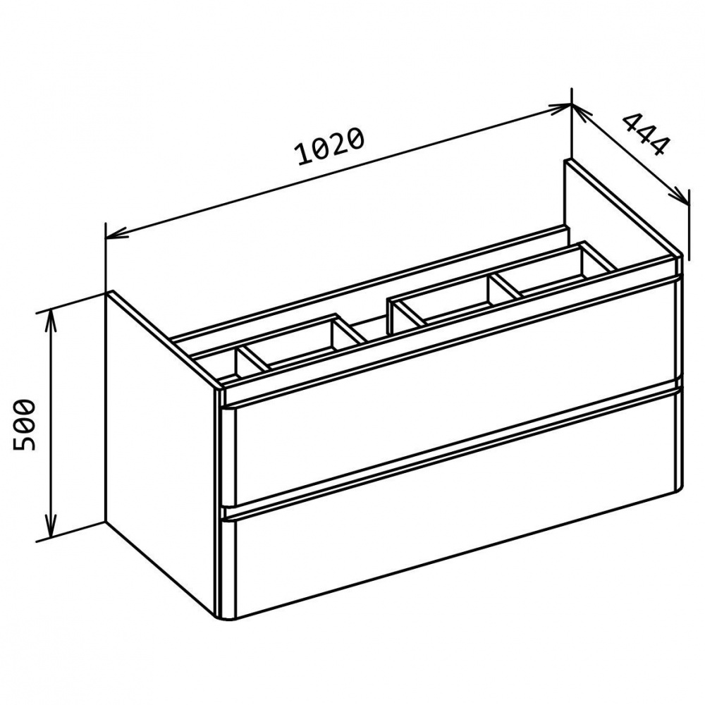 Тумба под раковину подвесная с двумя ящиками ALBANO-CER Cemento Verona Grigio 1020x444x500 BelBagno