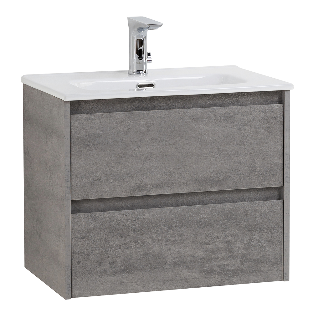 Тумба под раковину подвесная с двумя выкатными ящиками KRAFT 39 Cemento Grigio 600х390x500 BelBagno