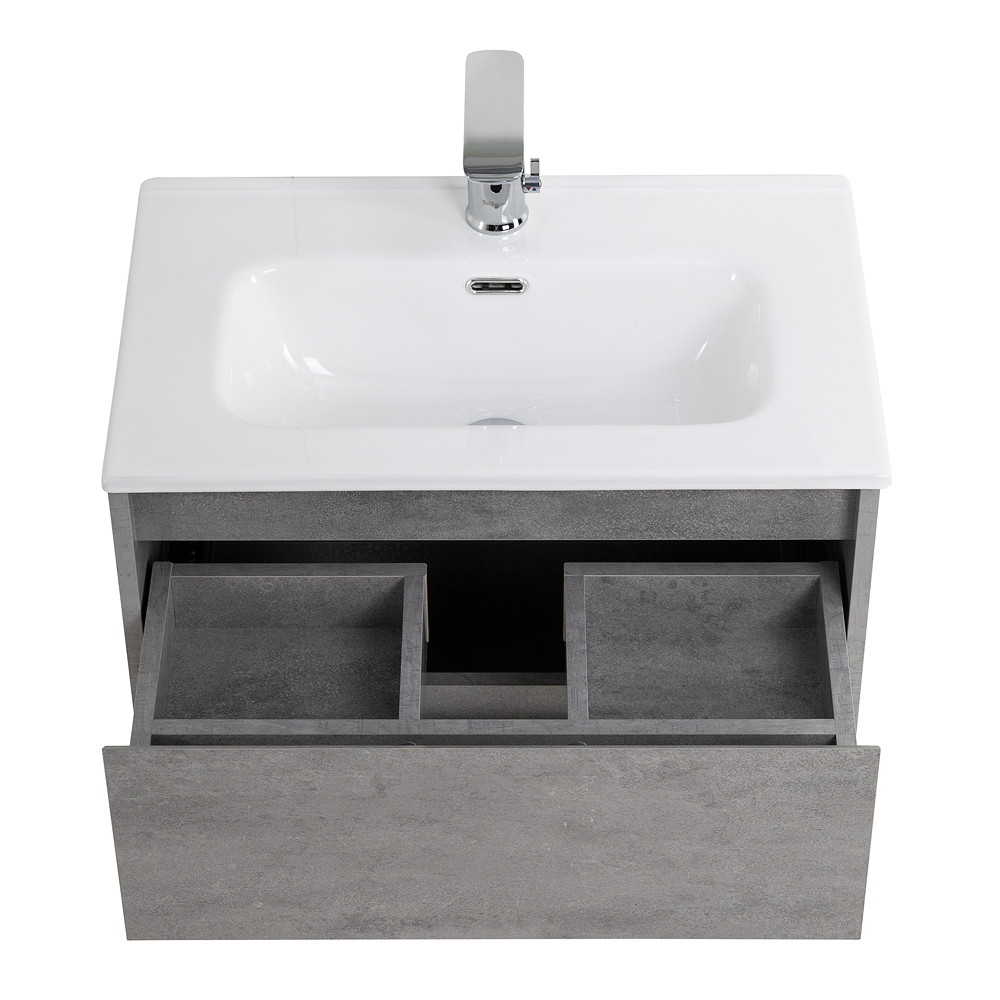 Тумба под раковину подвесная с двумя выкатными ящиками KRAFT 39 Cemento Grigio 600х390x500 BelBagno