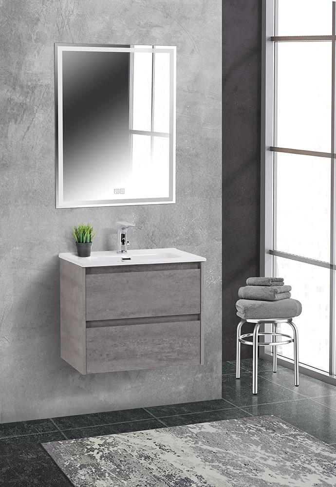Тумба под раковину подвесная с двумя выкатными ящиками KRAFT 39 Cemento Grigio 600х390x500 BelBagno