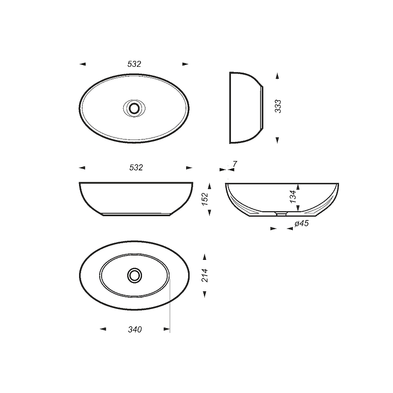 Умывальник накладной Ringo Slim RNGSLWB01S