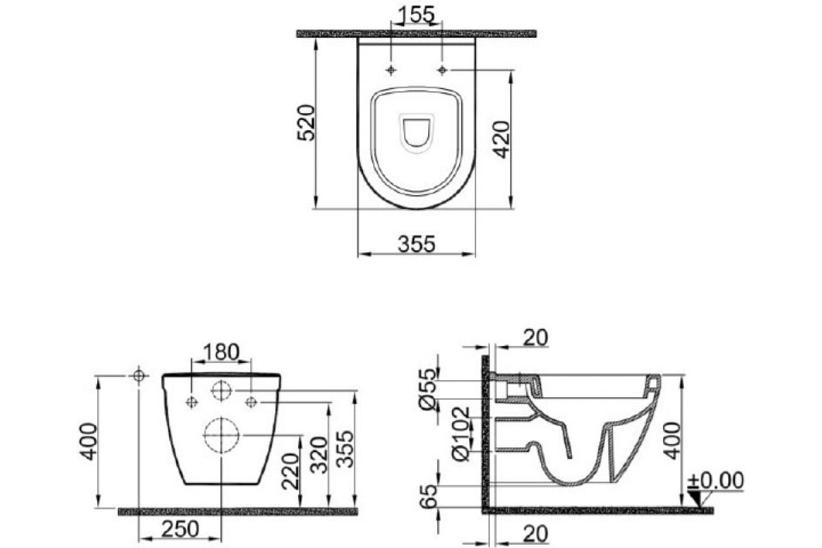 Унитаз подвесной безободковый в комплекте с сиденьем микролифт IDEA 2,0 /00061962/ Kale
