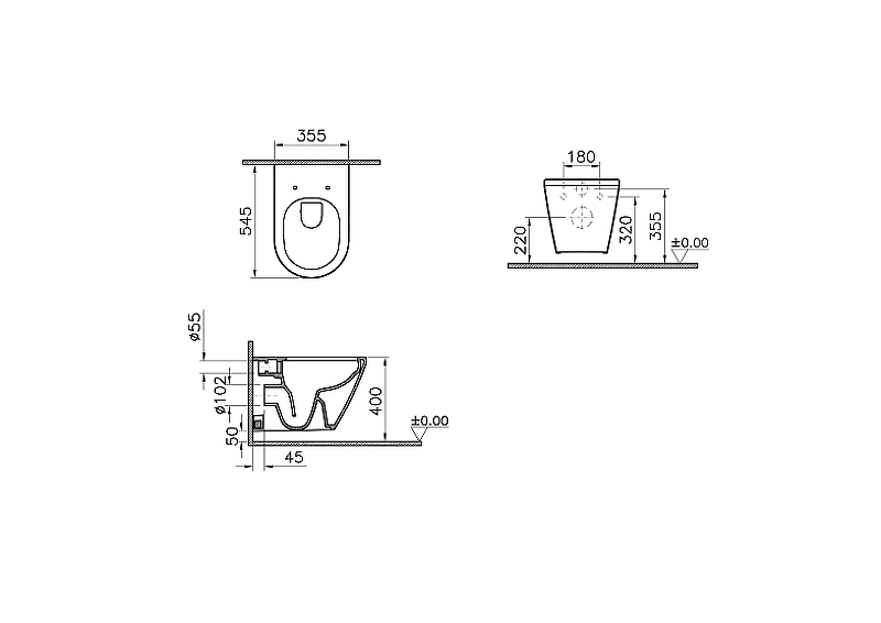 Унитаз подвесной безободковый Integra Round 7041B003-0075 Vitra
