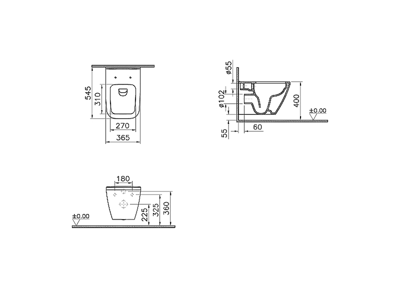 Унитаз подвесной безободковый Integra Square 7082B003-0075 Vitra