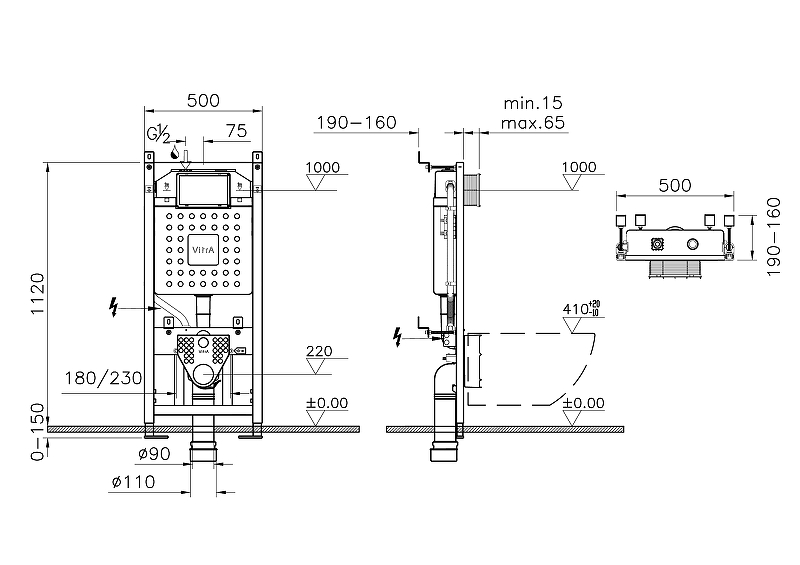 Унитаз с инсталляцией Integra Round 9856B003-7205 Vitra