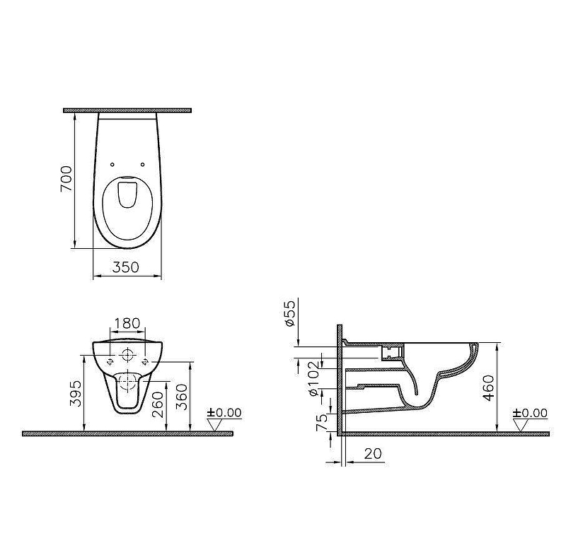 Унитаз подвесной безободковый Conforma с сиденьем 5810B003-6234 Vitra