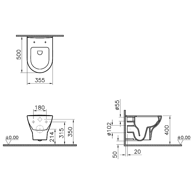 Унитаз подвесной безободковый Zentrum с сиденьем микролифт 5795B003-6077 Vitra