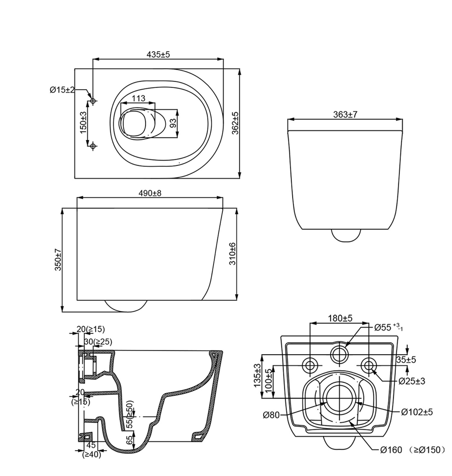 Унитаз подвесной с системой смыва Tornado LYon 2.0 LY1100R Creo Ceramique