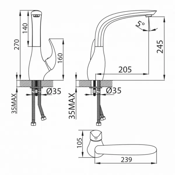 Смеситель для кухни Leaf LEASB00I05