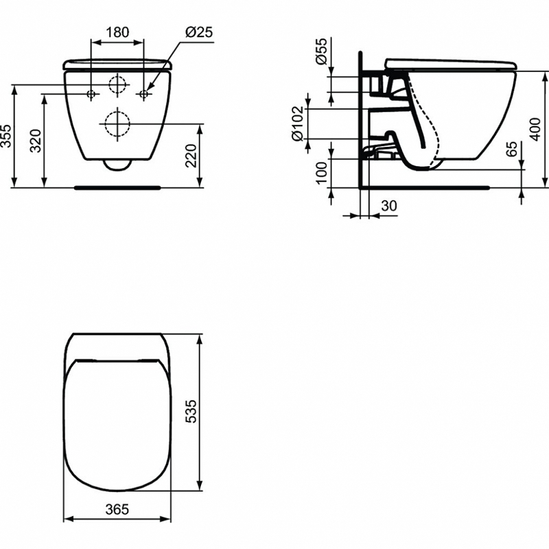 Унитаз подвесной Tesi с сиденьем микролифт TT00001 IdeAL Standard