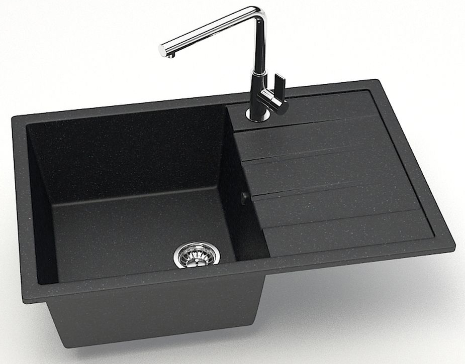 Кухонная мойка Vision 750x505x218 Черная сифон + герметик CS00078339 Azario