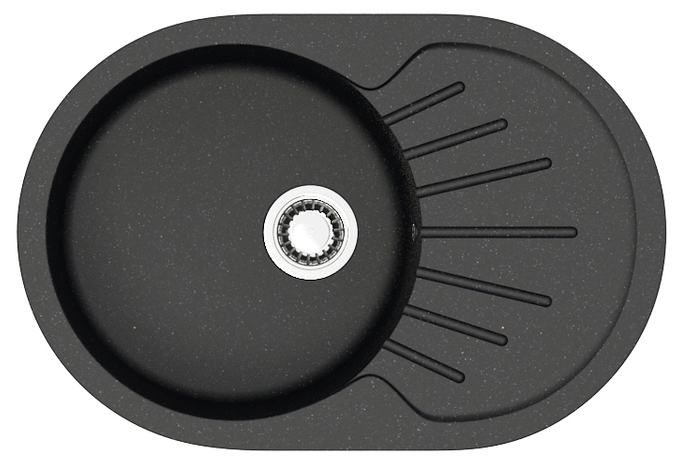 Кухонная мойка Flora 730x450x210 Черная сифон + герметик CS00079913 Azario