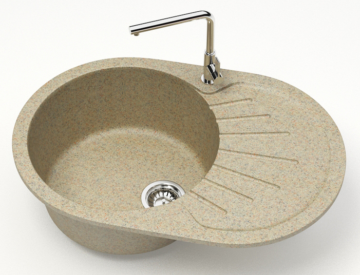 Кухонная мойка Flora 730x450x210 Песочная сифон + герметик CS00079915 Azario