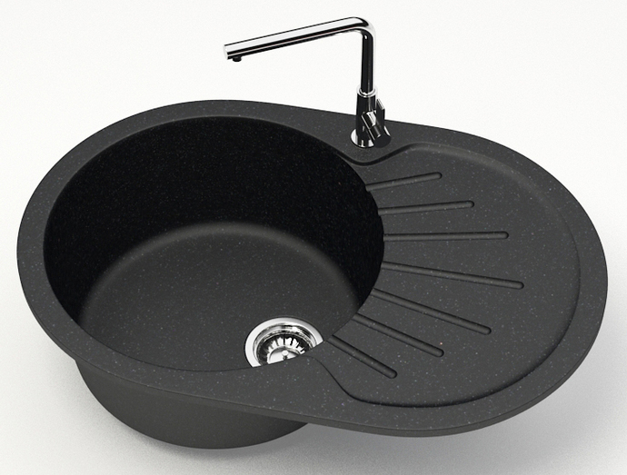 Кухонная мойка Flora 730x450x210 Черная сифон + герметик CS00079913 Azario