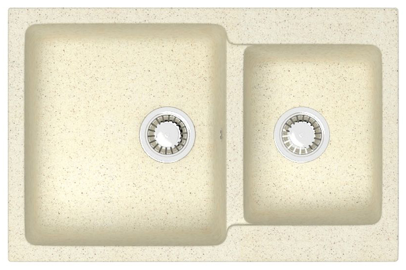 Кухонная мойка Grand 765х500х190 двойная, искусственный мрамор, цвет бежевый CS00079902 Azario
