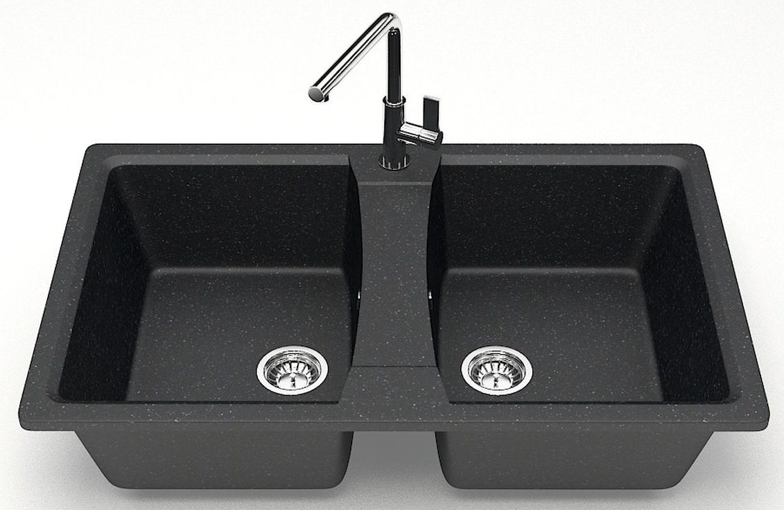 Кухонная мойка Elmas 780х500х190 Черная сифон + герметик CS00078333 Azario