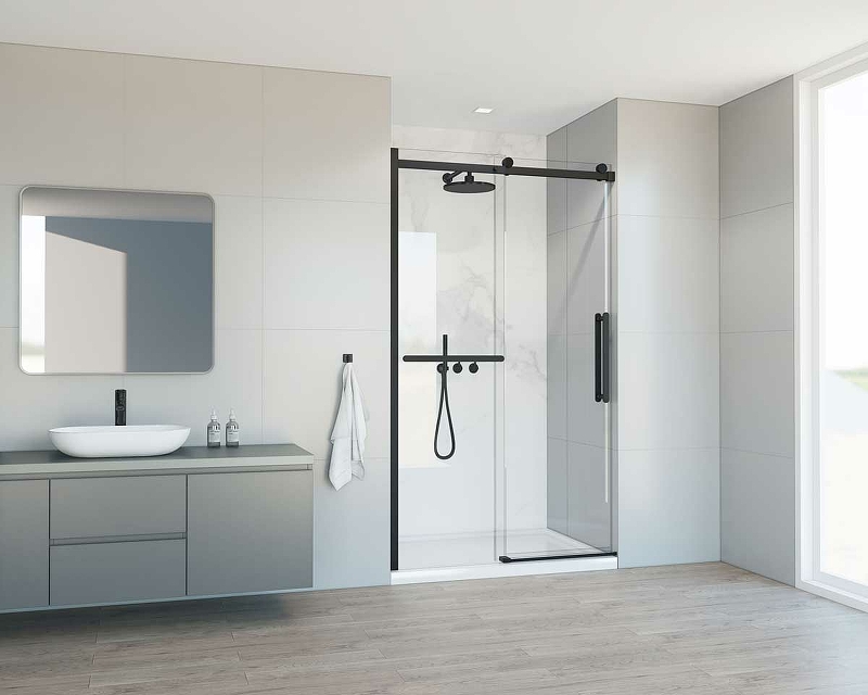 Душевая дверь Como Soft 120, черный, стекло прозрачное VDS-1CS120CLB Vincea