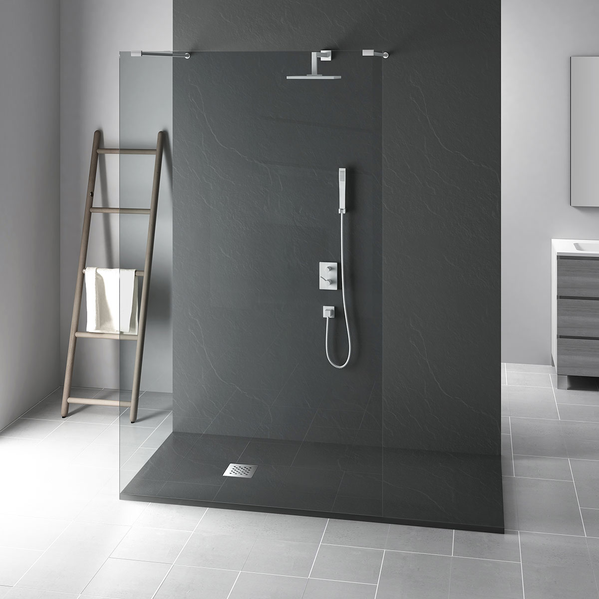 Душевой поддон из искусственного камня 110х80, антрацит VST-4SR8011A Vincea