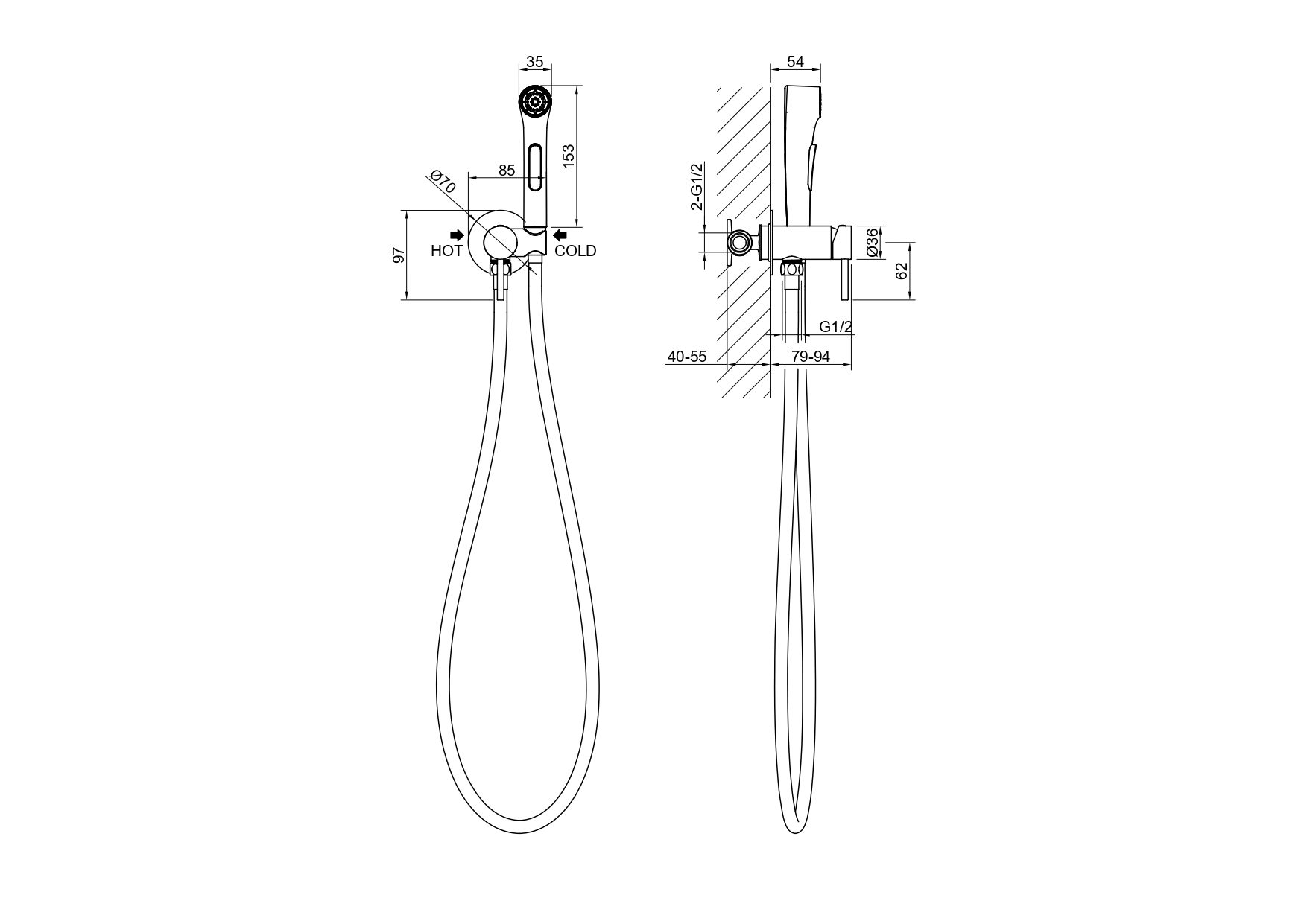 Встариваемый гигиенический комплект Европа AQ1020MB черный матовый Aquatek