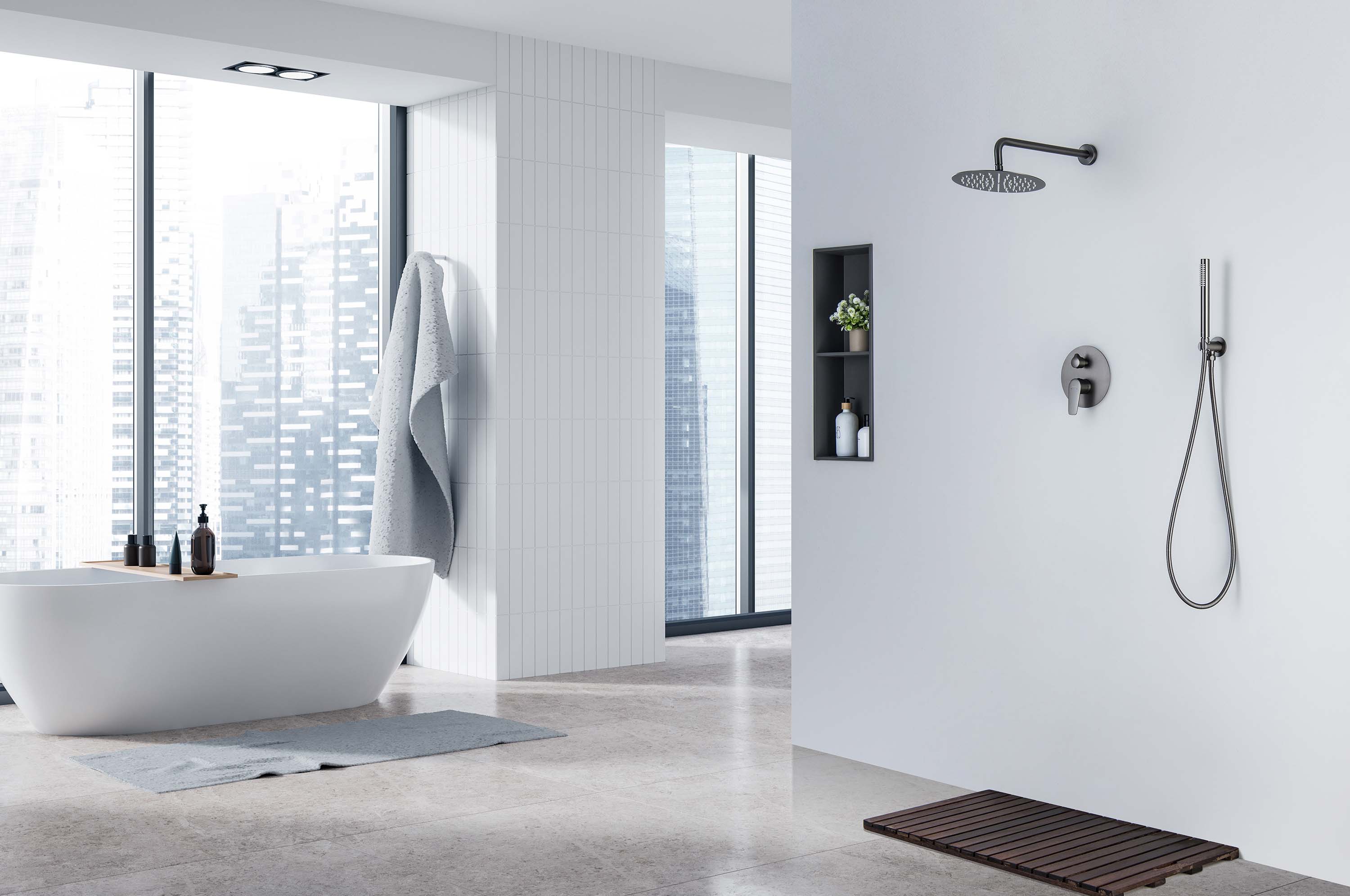 Душевая система Бетта AQ1172BGM оружейная сталь Aquatek