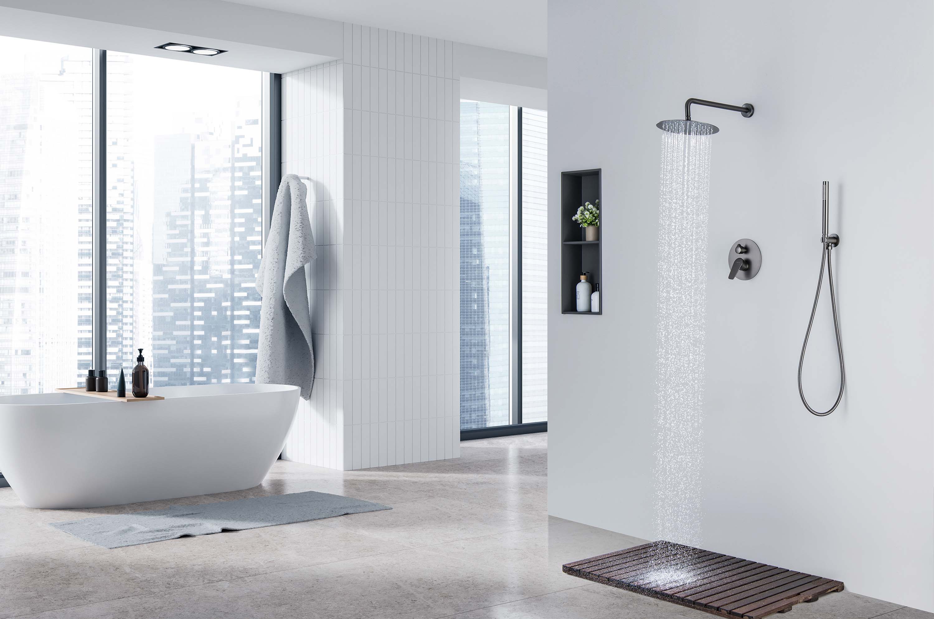 Душевая система Бетта AQ1172BGM оружейная сталь Aquatek