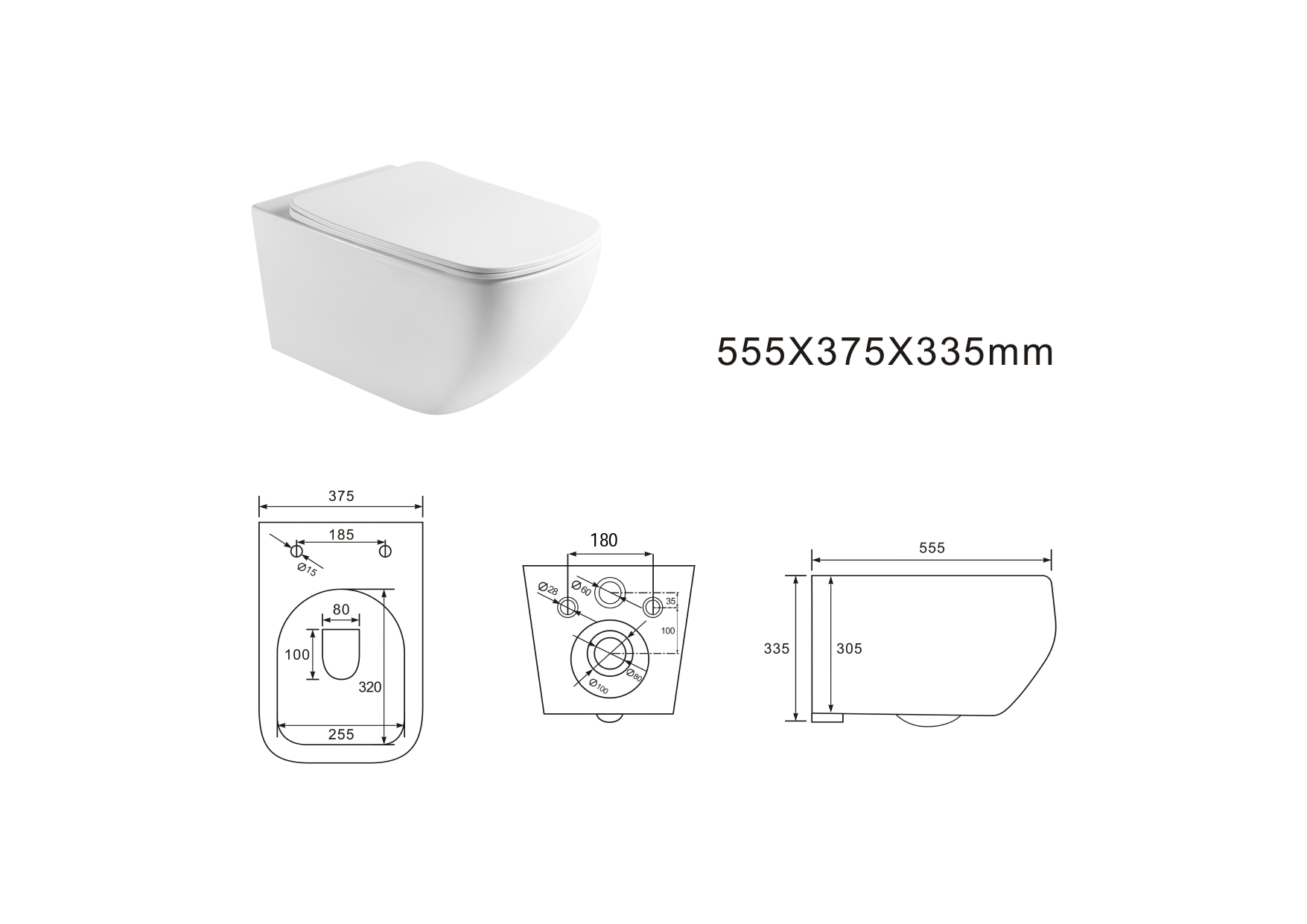 Унитаз подвесной безободковый Медея AQ1537T-00 с сиденьем микролифт Aquatek