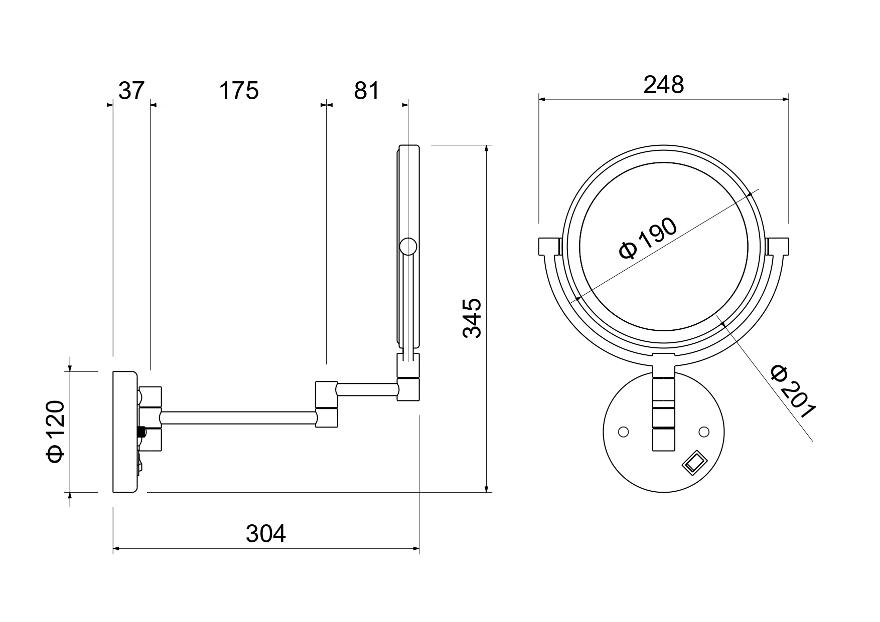 Зеркало косметическое AQ4912BG Aquatek