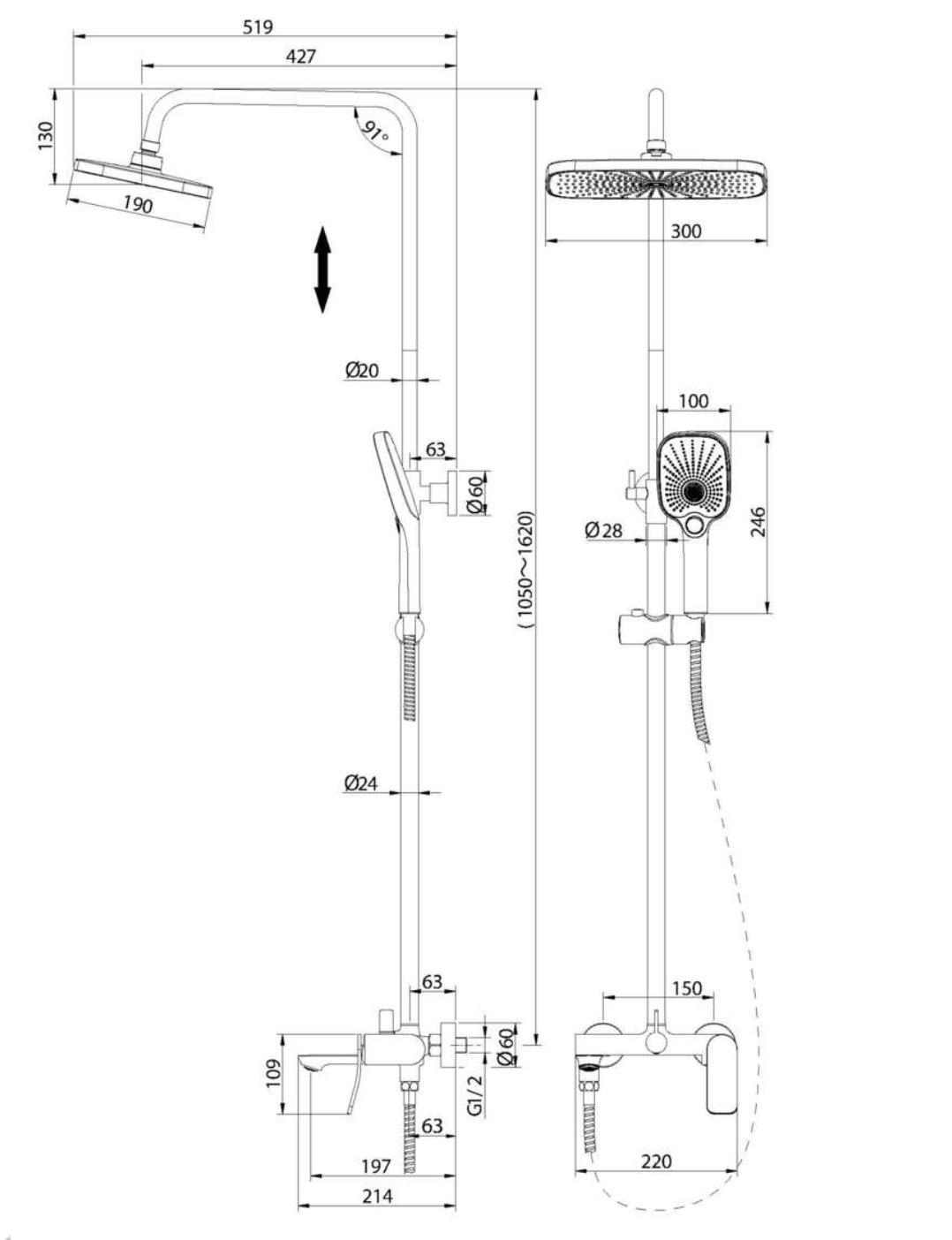Душевая система Advans 500.K35.09.210 Grossman