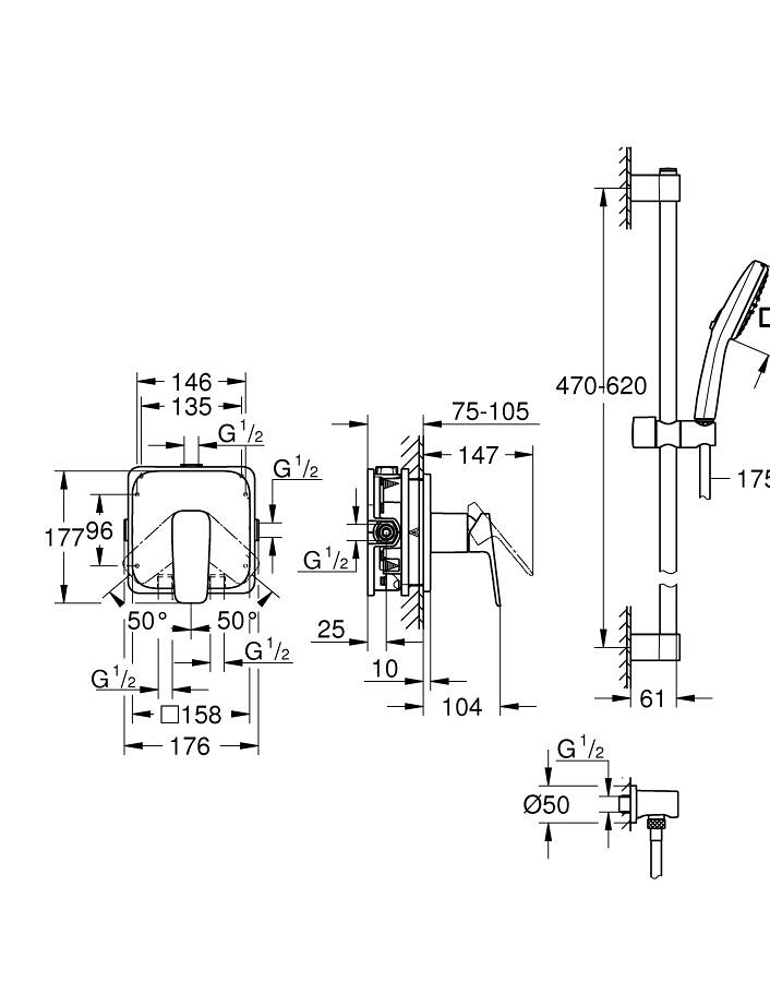 Душевая система Cubeo 1053350000 Grohe