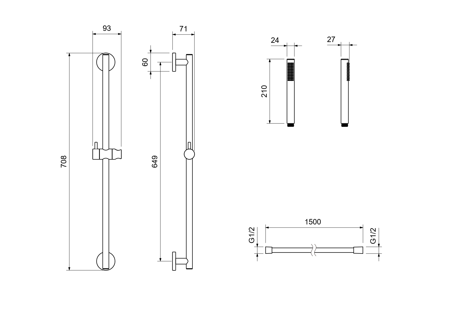 Душевой гарнитур Европа AQ2012BGM оружейная сталь Aquatek