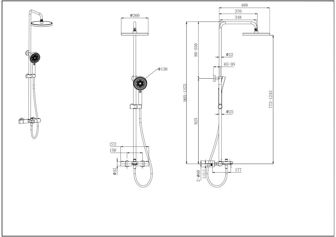 Душевая система Вега AQ2043BGM оружейная сталь Aquatek
