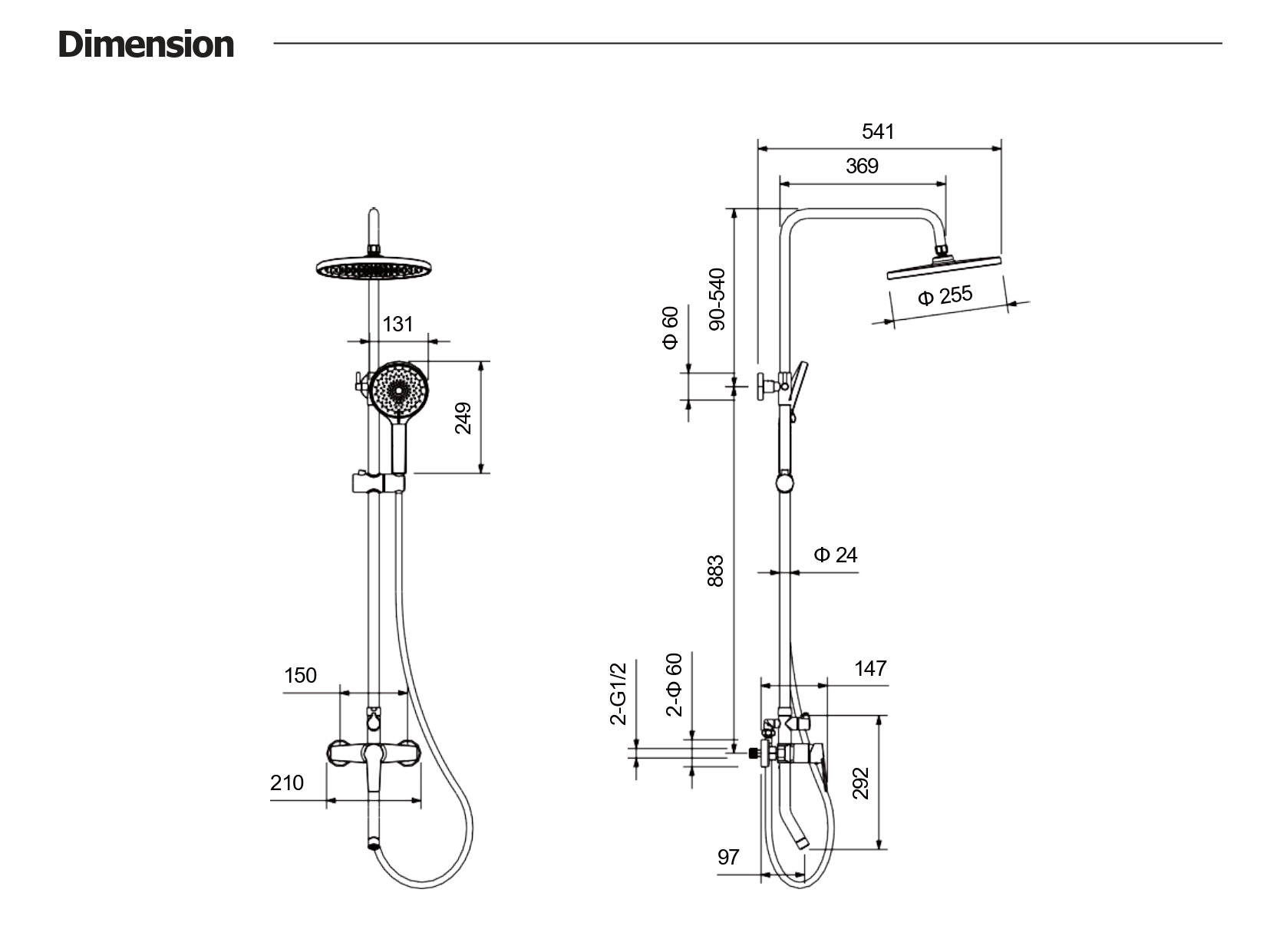 Душевая система Лугано AQ2740BGM оружейная сталь Aquatek