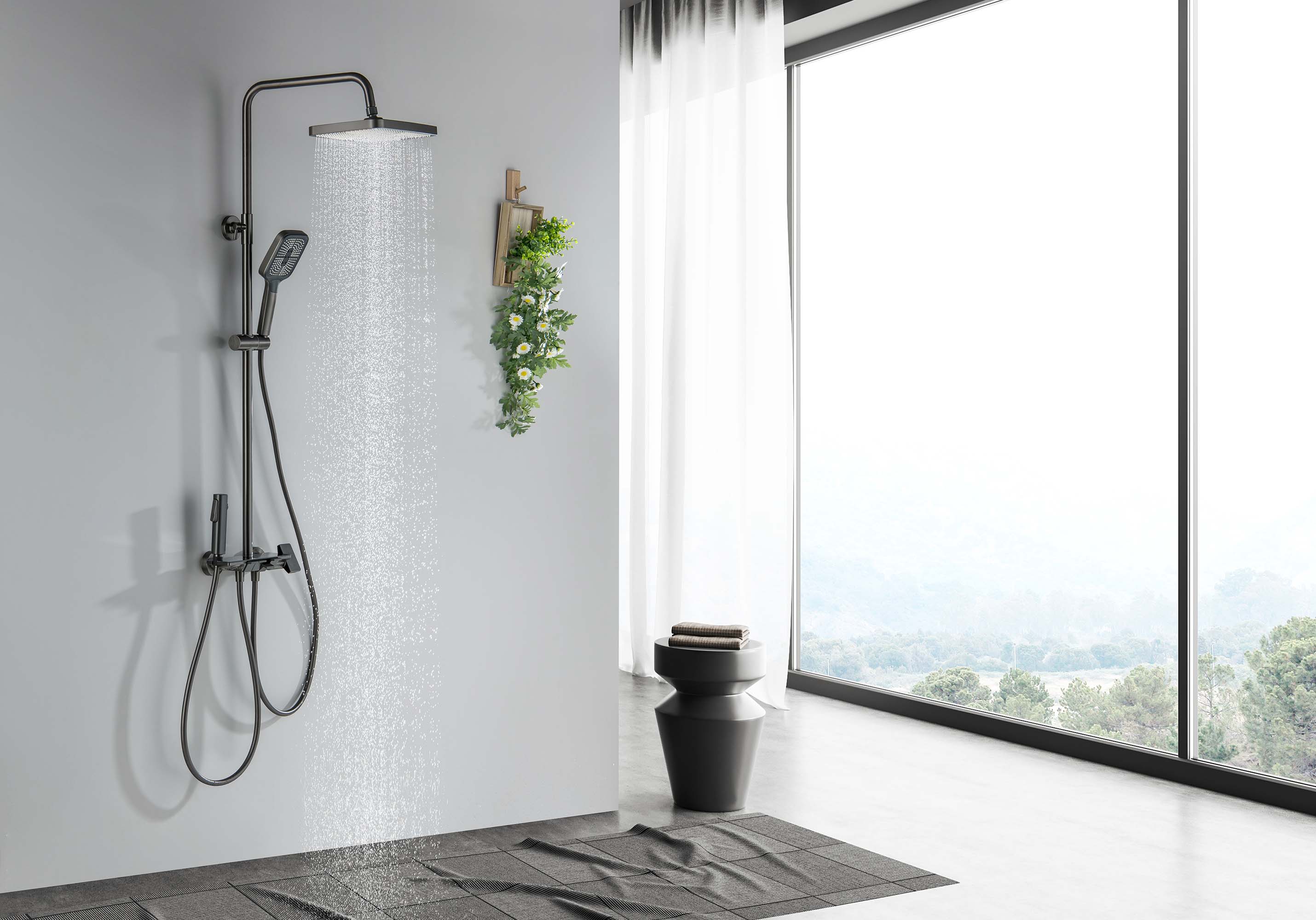 Душевая система Поларис AQ3040BGM оружейная сталь Aquatek