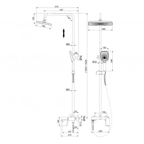 Душевая система Advans 500.K35.09.320 Grossman