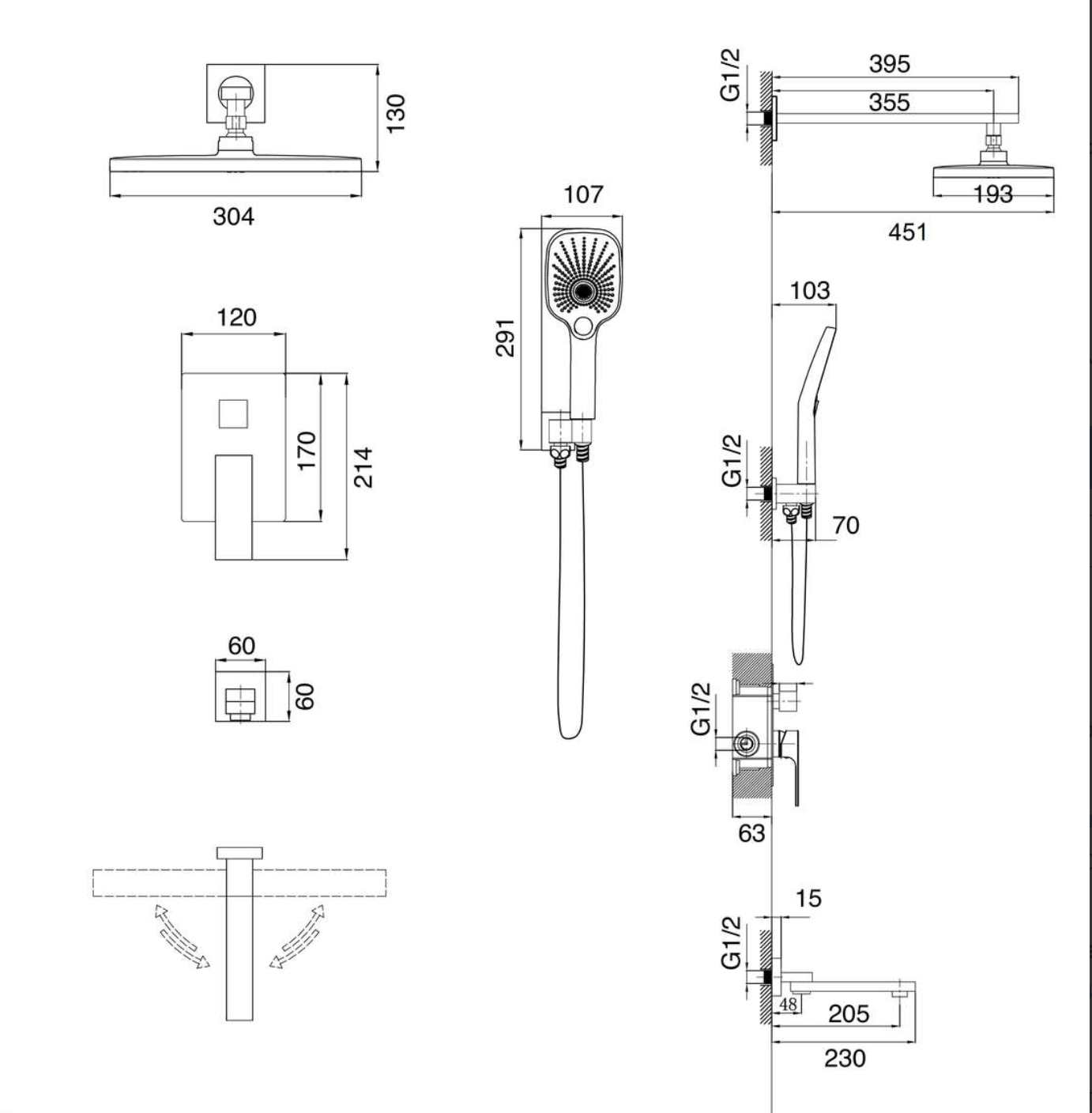 Встраиваемая душевая система Style 501.K35.05.210 Grossman