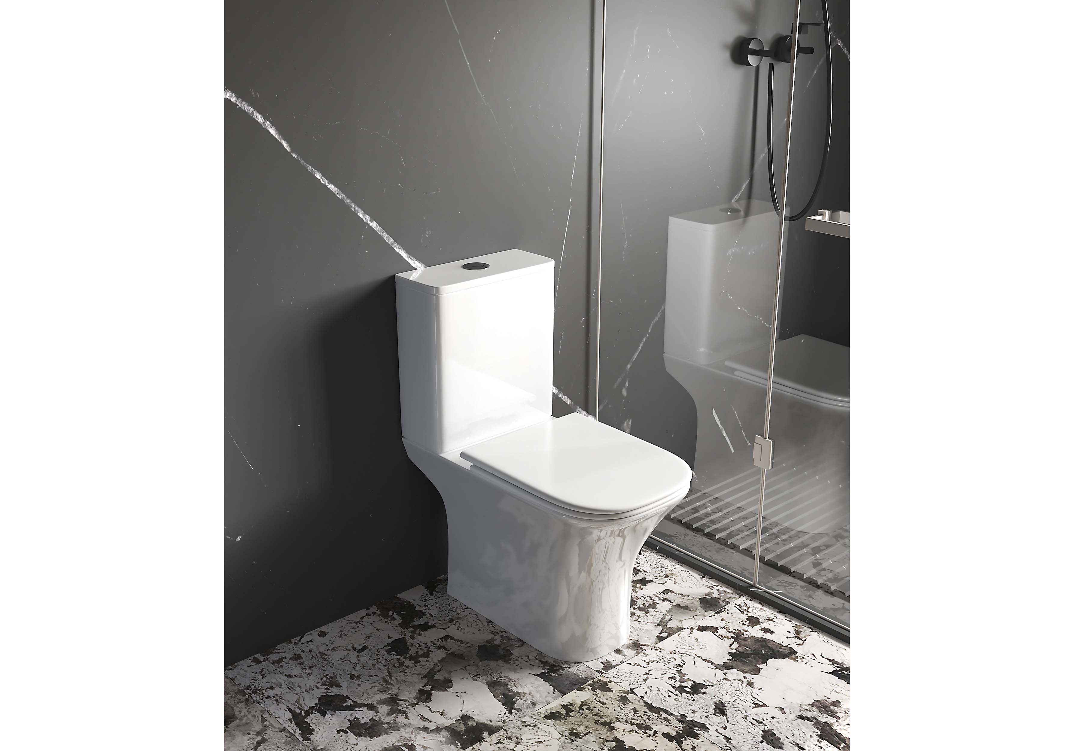 Унитаз-компакт безободковый Optima Square AQ4411-00 с сиденьем микролифт Aquatek