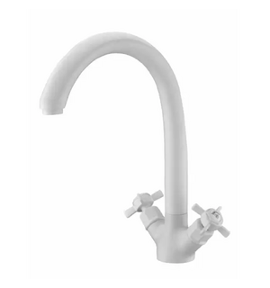 Смеситель для кухни двухвентильный с гибкой подводкой 5902660-Stone White