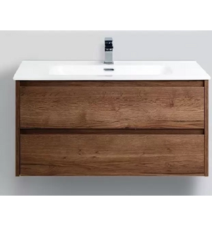 База под раковину подвесная с  выкатными ящиками Rovere Tabacco KRAFT-1000-2C-SO-RT Belbagno