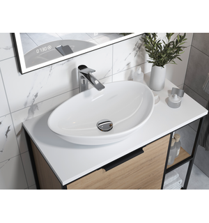 Тумба под раковину BOSQUET 80 дуб 63012 + Раковина на столешницу MODUO 55 LEAF Cersanit