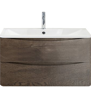 Тумба под раковину подвесная с двумя выкатными ящиками ACQUA Rovere Nature Grigio 1000x450 BelBagno
